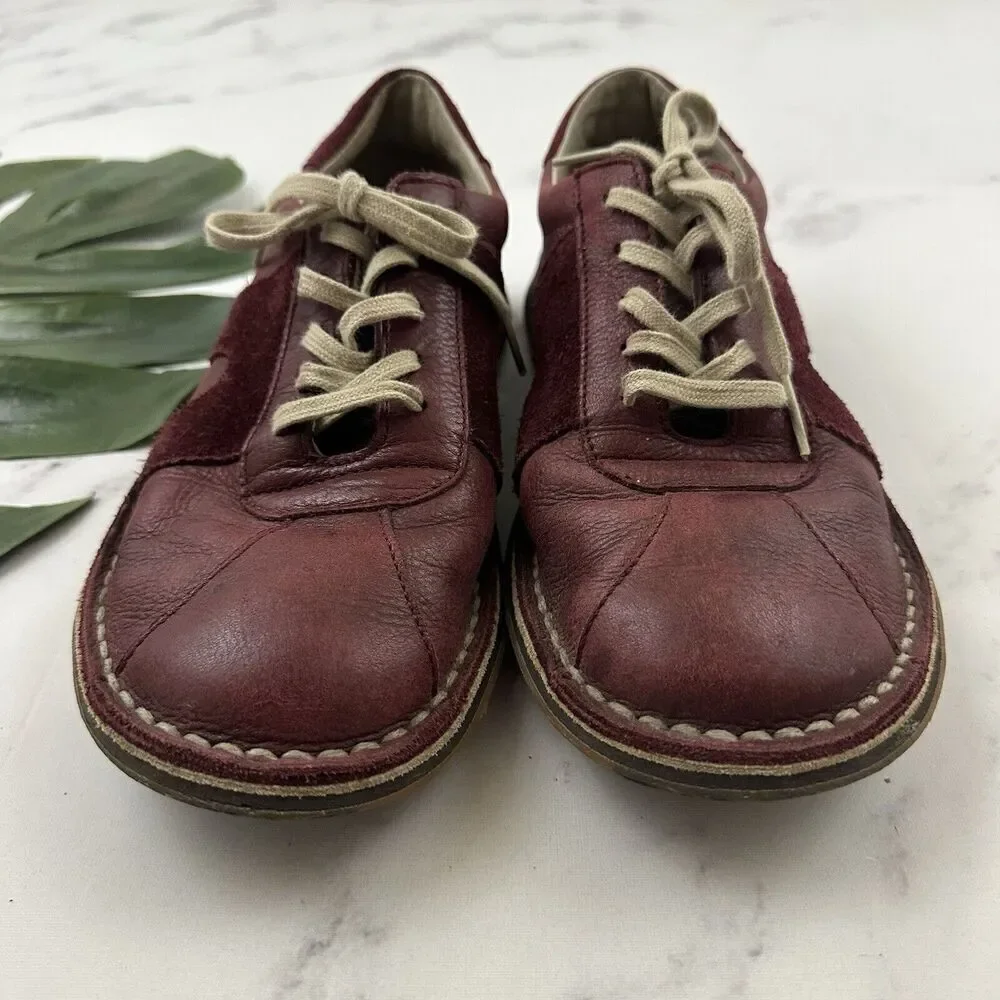 Camper Mens Leather Sneaker Shoes Size 39 Dark Red Lace Up Suede Trim